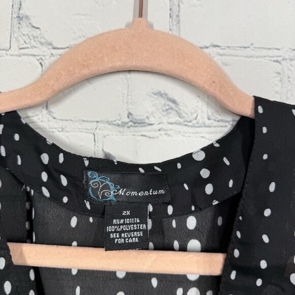 Momentum Sheer Cropped Blouse Women Plus Size 2x Black White Dots Whimsygoth - Picture 3 of 10